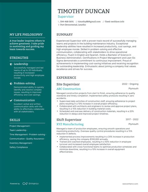 supervisor resume examples|7 Best Supervisor Resume Examples for 2024.